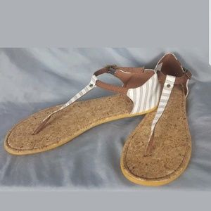 Sz 9 Keds Brown White Canvas Sandals Never Worn